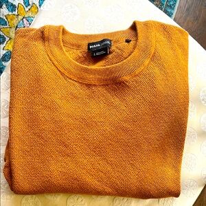 Prana Orange Crewneck Sweater Textured Knit